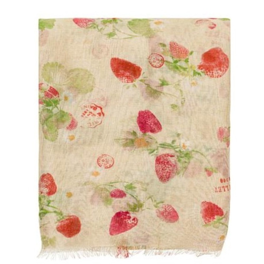Patricia Nash Strawberry 74 x 25 Inch Printed Fringe Scarf NWT